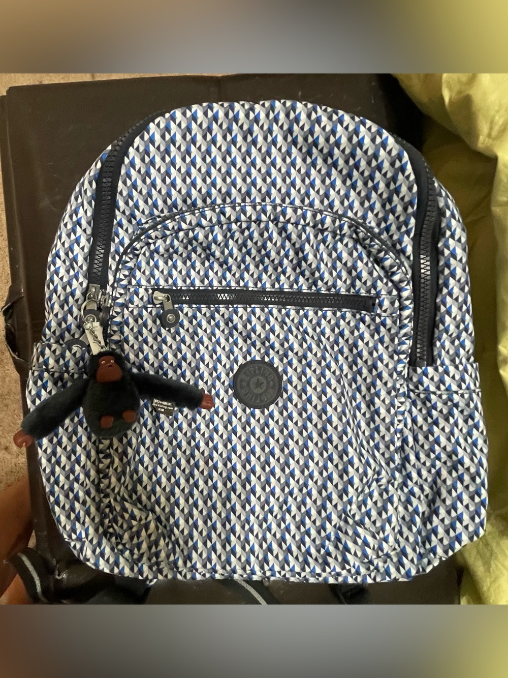 KIPLING Back to School Blue Geometric Large Backpack.